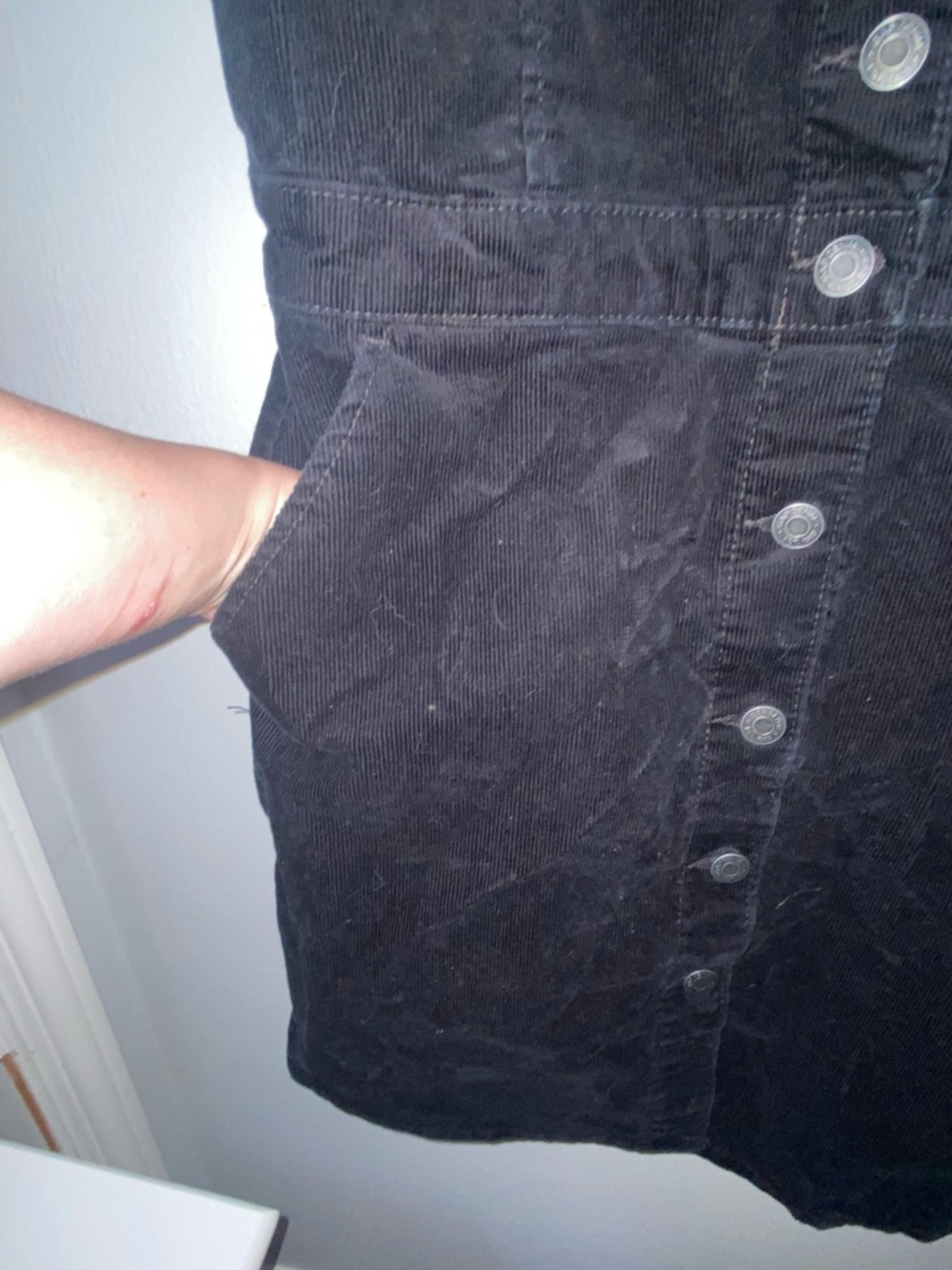 Gap Black Corduroy Overall Dress, Size M, Shirtall Button Down Jumper - Picture 4 of 16